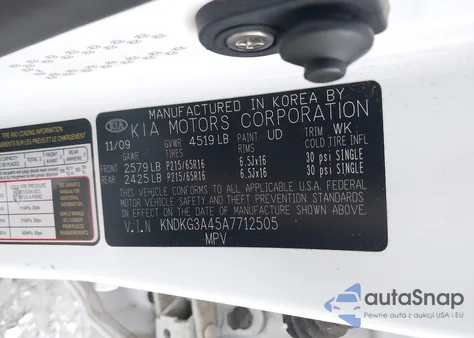 2010 Kia Sportage Lx из США, поврежденный, VIN KNDKG3A45A7712505